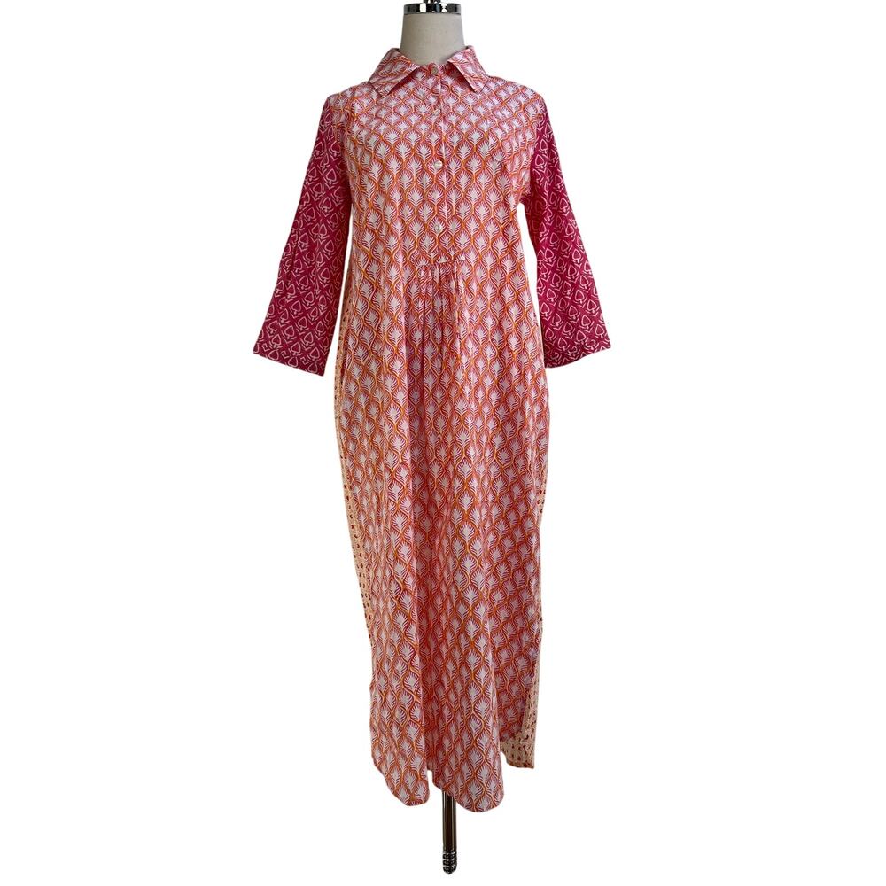 Ro's Garden Long Brooklyn Dress Cotton Multi Print Pink